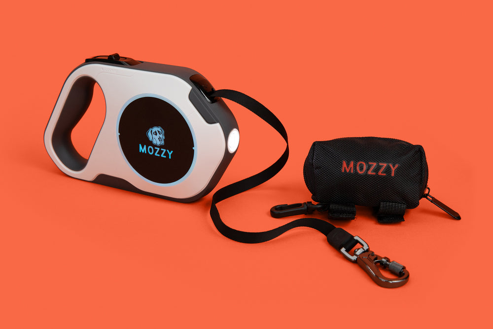 Mozzy Retractable LED Leash + Poop Bag Holder